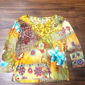 Colorful Floral Caia Blouse top size L